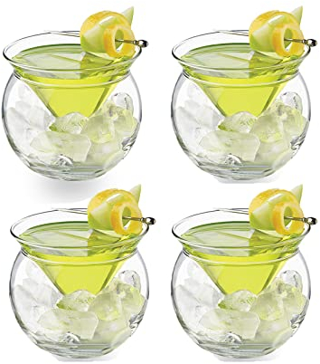 NLDGR Martini-Gläser ohne Stiel, 142 ml, Martini-Glas mit Kugelboden, elegante Gläser für Cocktail-Party, Bar, Trinkgläser-Set, 4 Stück