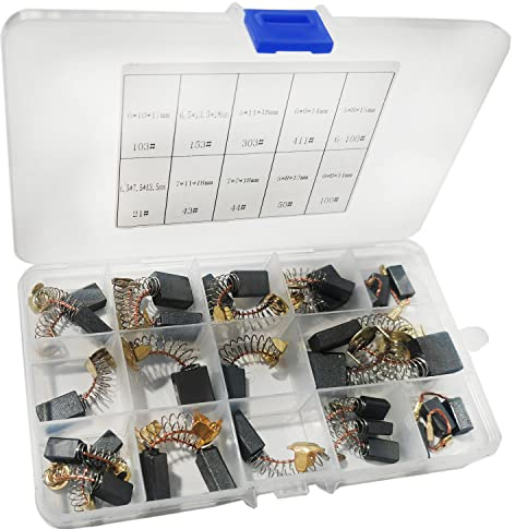 RUNCCI-YUN 30pièces 10 tailles Balai Charbon Moteur Electrique en Universel Perceuse Charbon pour Machine Brosses de Carbone pour Ponceuses, Scies Circulaires