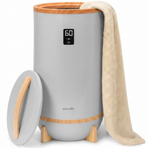 SereneLife Calentador de Toallas Tipo cubeta, con Fragancia Personalizable, Towel Warmer, SPA, Calientatoallas, Electrico, para baño, Apagado automatico, Portatil, para Pijamas, Manta, Bata de baño