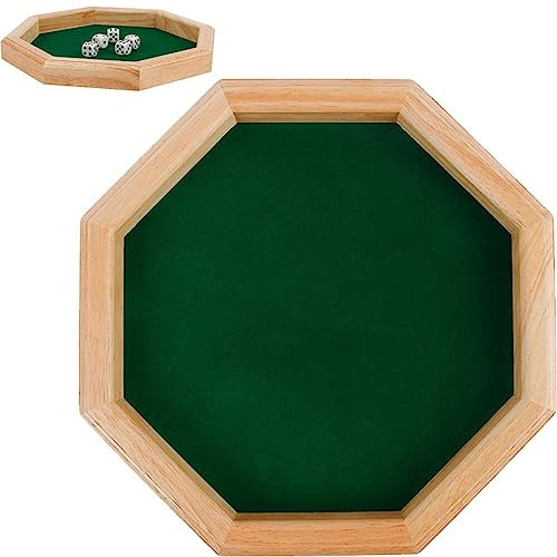 Tsffae Plateau À Dés en Bois, Plateau Octogonal Doublé De Feutre, Porte-Monnaie, Porte-Monnaie, Porte-dés pour Maison, Bar, Jeux De Dés De Table