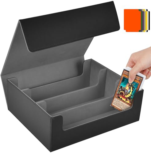 Aolso Deck Box per Carte Magic The Gathering, Scatola Magnetica per Carte da Collezione, Cartes da Gioco per 2400, Deck Case con 8 Separatori (Grigio)