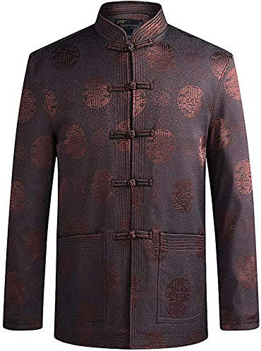 FGDIUCVN Kampfsportbekleidung Tang-Anzug Kung-Fu-Jacke - Traditionelle chinesische Tai-Chi-Qi-Gong-Kampfsportbekleidung, Oberteil, Braun, XL