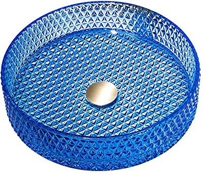 DSeenLeap Badezimmer-Waschbecken mit Abfluss-Kombination, Aufsatzwaschbecken fürs Badezimmer, Glaswaschbecken, Schüssel auf der Oberseite, zylindrisches Aufsatzwaschbecken