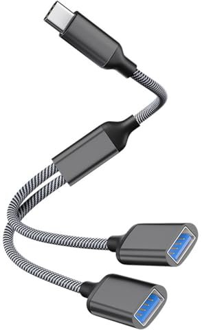 Adattatore USB C Maschio a Doppia USB Femmina, Splitter da Tipo C, Adattatore OTG da Tipo C, Compatibile con iPhone 15 Max, MacBook Pro, iPad Air, Surface GO, Xbox One, PS5
