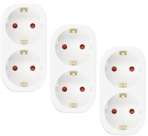 1 Stücke 2 in1, 2 Fach Steckdosen Weiß (250V / 16A)