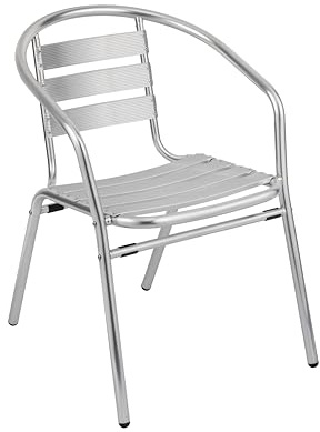 METRO Professional Gartenstuhl mit Armlehne Narni, Aluminium, 53 x 60 x 74 cm, Stapelbar, Wetterfest, 150 kg Tragkraft, Silber