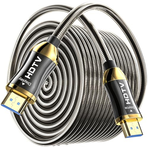 Câble à fibre optique 8K HDMI 2.1 10 m, blindage en acier, 48 Gbit/s, ultra | AOC In Wall CL3 Câble HDMI 8K @ 60Hz, 4K @ 120Hz/144Hz, Dynamic HDR, eARC, Dolby, HDCP2.2, compatible avec PS5, Xbox