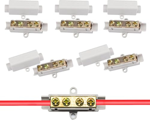 JDCMEI 5 Pezzi Connettore Filo Conduttore in Ottone, Terminale Filo Conduttore, Viti Doppie Morsettiera Morsettiera, Blocco di Bloccaggio A Filo D'Urto 1000 V, 100 A, Adatto per Filo da 2,5 A 16 mm²