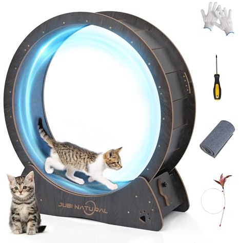 Cat Exercise Wheel, 35.9 Cat Running Wheel for Indoor Cats with Quiet Carpeted Runway, Cats Treadmill Wheels with Locking Mechanism, Cat's Weight Loss and Health - Black