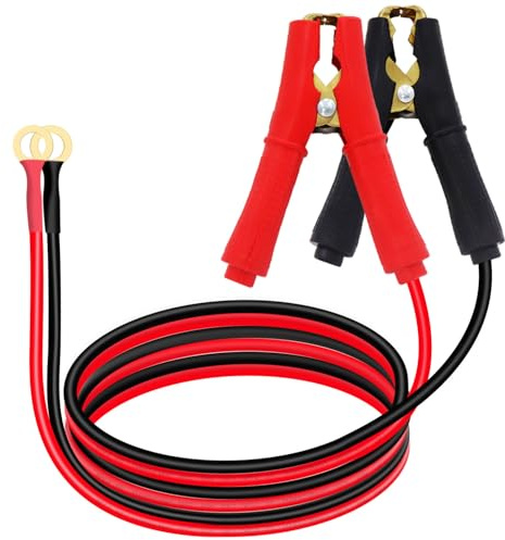 YINGAYOU Cable Pinzas para Bateria 12V24V Cable Bateria Pinza 12AWG 30A Pinzas cocodrilo para batería con Junta Tórica de 8 mm para Motos, Coches, Camiones, Barcos (3 m)