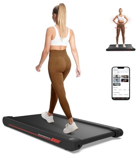 Lysole Tapis de Marche,Tapis de Course réglable 0,3-6 km/h,avec Affichage LED,Télécommande et APP pour Maison et Bureau（Orange Clair Noir）
