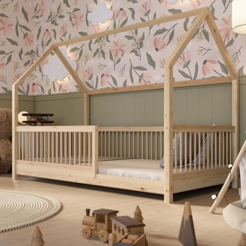 Crazy Pine Montessori Hausbett Crazy Folly 200x90 cm - Kinderbett aus Natur
