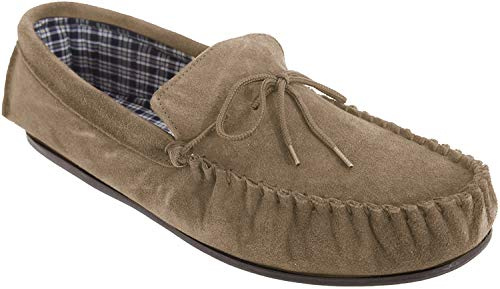 Mokkers - Zapatillas de estar por casa de autentica piel Modelo Bruce Estilo Mocassin hombre caballero (44 EU/Gris agua)