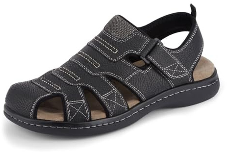 Dockers Mens Searose Fisherman Sandal Memory Foam, Black, 11 M
