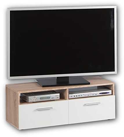 RANA TV-Lowboard in Eiche Sonoma Optik - schlichtes TV-Board mit viel Stauraum für Ihr Wohnzimmer - 95 x 36 x 35 cm (B/H/T)