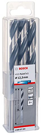 Bosch Professional 5-Piece PointTeQ HSS Twist Drill Bit (for Metal, 12.3 x 101 x 151 mm, Drill Driver Accessories)