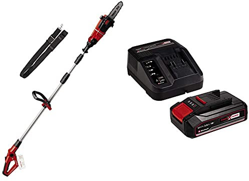 Einhell Élagueuse sur perche sans fil GE-LC 18 Li T-Solo Power X-Change (18 V, longueur de guide 20 cm, manche télescopique, guide et chaîne Oregon) avec Chargeur et Batterie 2,5Ah