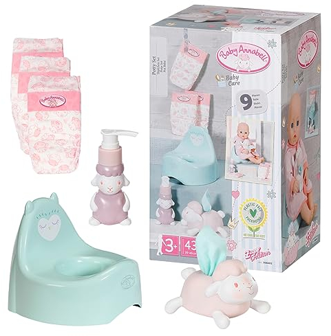 Baby Annabell Töpfchen Set, Puppenzubehör zum Wickeln mit Töpfchen, Windeln, Seifen- und Tuchspender, 706602 Zapf Creation