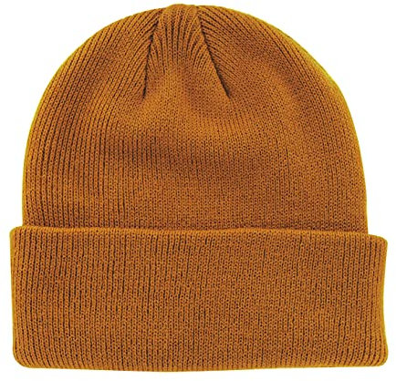 axy Kinder Winter Beanie Strickmütze mit breiter Krempe für Jungs und Mädchen von 1-6 Jahren, Kindermütze Jungen Kleinkind (Orangebraun)
