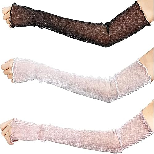 SURALIN 3 Paia di Maniche Per Braccia Scaldamuscoli Lunghi in Pizzo Ultra Sottile da Donna Guanti Velati Protezione Solare Rinfrescante