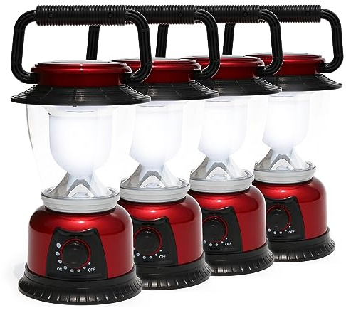 FANT.LUX Camping Lantern Battery Powered Decorative Variable Power Retro Light, Adjustable Brightness Dimmable Camping Lamp for Hiking, Fishing, Repairing and Emergency Lighting 4 Pack (4)