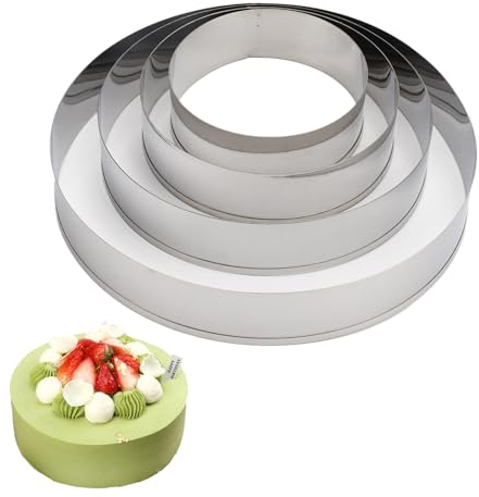 4 Stück Runder Tortenring Set Edelstahl Backrahmen Backringe Tortensäge Tortenringe Kuchenring Ausstechformen Kreis Plätzchen Ausstecher 7.5/9.5/12/15cm, Keksformen Cookie Cutter für Donut, Gebäck