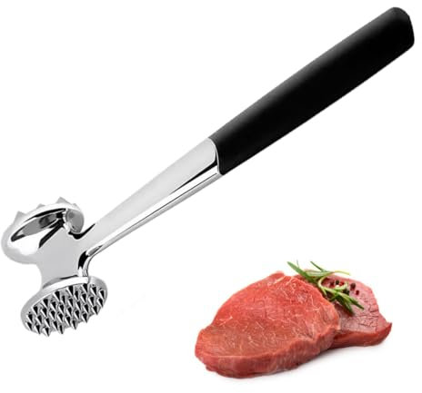 Frdelma Attendrisseur à viande double face avec poignée antidérapante - Marteau à viande lourd - Pour steak, poulet, porc, côtes levées