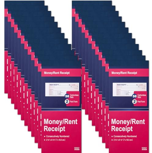 XKDOUS 24 Pack Money and Rent Receipt Book, 2-Part Carbonless