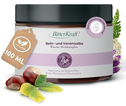 BitterKraft! Ben- & vensalva 100 ml – enligt Hildegard von Bingen – naturlig cirkulationsvård med hästkastanj & rödvinsblad – utan tillsatser – 100% natur – Made in Germany