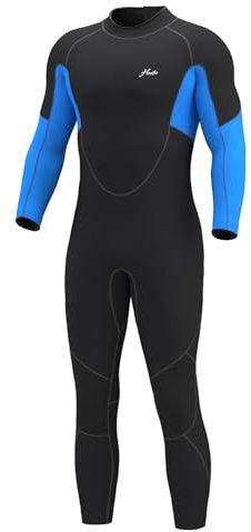 Hevto Men Wetsuit 4/3mm Neoprene GBS Full Wet Suit in Cold Water Back Zip for Surfing Swimming Diving Kayak SUP (Men Blue, XL)