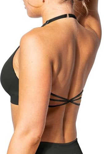 TZLDN sport-BH dam rygglös gym topp nackhållare sport bh vadderad sportkläder sportunderkläder kläder yoga fitness