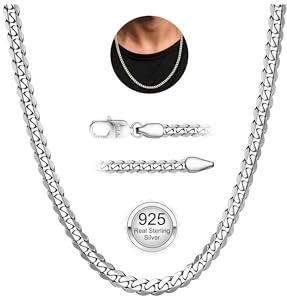 YADOCA Collier Homme Argent 925 3mm/5mm - Chaîne Robuste Hypoallergénique en Or pour Homme et Garçon