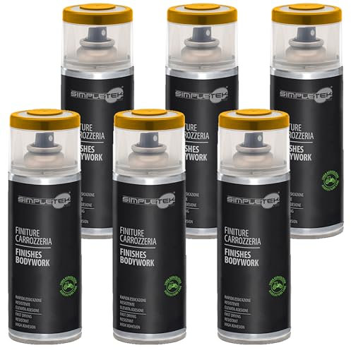 SIMPLETEK - 6X Bombolette Spray Vernice Veicoli Giallo Compatibile con Caterpillar Carrozzeria Finiture Agricola 400 ml V400CAR.9 (Kit da 6 pezzi)