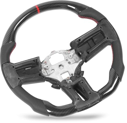 Jonlaki 2010-2014 Hydro Dip Carbon Fiber Look Flat Sport Steering Wheel with Perforated Leather Hand Grip