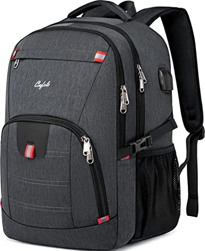CAFELE Zaino antifurto per computer portatile RFID, zaino per giovani con porta di ricarica USB, da viaggio, impermeabile, adatto per zaini da lavoro per uomini e donne, 17,3 Pollici Grigio, 17,3