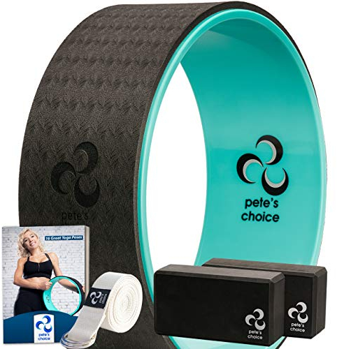 Yoga Set für Anfänger – Fitness Set mit Yogarad, 2 Blöcken, Zusätzlichem eBook und Gurt. Fitness Zubehör für Anfänger | Geschenk für Fans