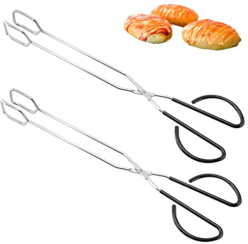 Bratwurstzange, 2 Stücke Grillzange Edelstahl, 25,3cm Küchenzange, Silber Scheren Zange, Kochzange für Fisch Grill, Wurst, Kleine Grill,Kuchen, Grill (16inches)