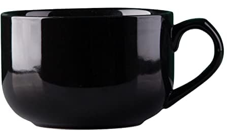 Yi Chen Groß Suppentassen Suppenschüsseln Mit Griffen,700ml Keramik Instant Nudel Schüssel Mikrowelle Frühstück Kaffeetasse Für Milch Cappuccino Tee Haferflocken -schwarz-750ML/25 Oz