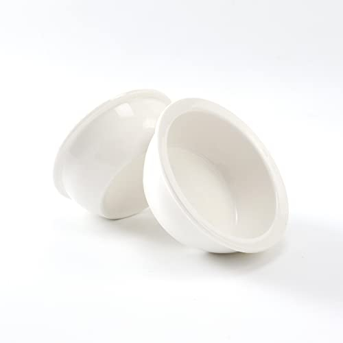 GUUSII HOME 2 Pièces Gamelle Bol pour Chat Ceramique 14cm Remplacement Gamelles pour Nourriture et Eau pour Chaton Chiot Lapin 360ml Lavables au Lave Vaisselle et au Micro Ondes (Blanc, 14cm)