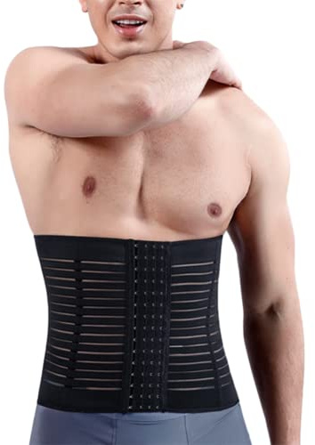 Hommes Ceinture de Perte Poids Compression Abdominale Minceur Gaine Amincissante Ventre Plat Invisible Soutien du Dos (Color:Black,Size:3XL)
