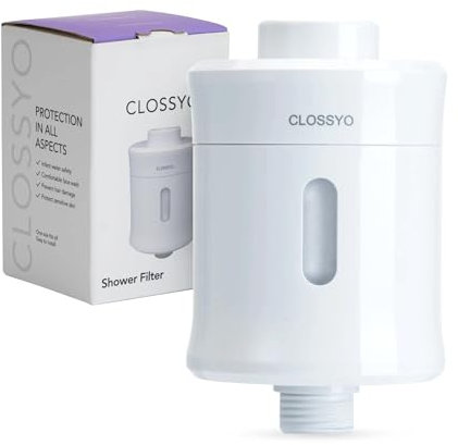 Clossyo Filtro de ducha: filtración multietapa con KDF55, carbón activado, reduce el cloro, metales pesados, suaviza el agua, cuenta con ventana de salud del agua, aroma a lavanda, capacidad de 15,000