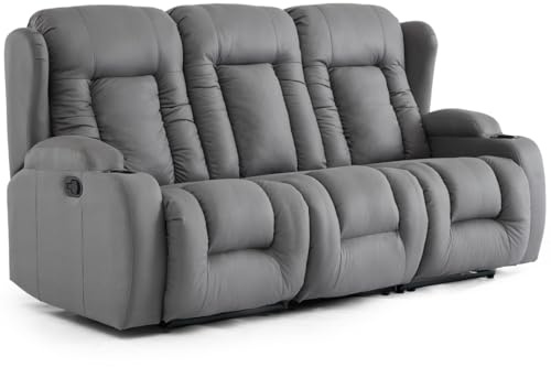 More4Homes CAESAR 3 SEATER GREY TECHNOLOGY FABRIC MODERN MANUAL RECLINER SOFA