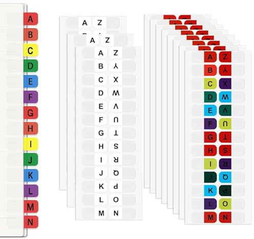 CALLYSONIC 260 linguette per indice autoadesive, impermeabili, divisori dalla A alla Z, piccoli registri adesivi, Page Markers Tabs, carte adesive per libri, notebook, classificazione dei file