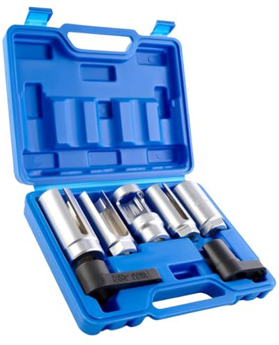 FreeTec 7 piezas Llave Sonda Lambda, 22/27/29mm Vaso Sonda Lambda, Juego Llaves Sonda Lambda Llave Sensor Oxigeno, Vasos Extractor Herramientas para Desmontar Sonda Lambda Auto