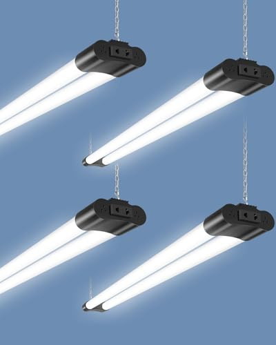 Bellanny Néon LED 120CM T8 Connectable Reglette LED, 40W 4400LM 6500K Blanc Froid Tube Néon, IP65 Imperméable Luminaire Plafonnier pour Garage Ateliers Sous-Sol Salle de Bain Bureau Parking, 4 Pièces