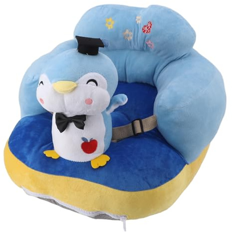 Cartoon-Baby-Stützsitz, Plüsch, verstellbar, stabil, für Kinder, Lernsitz für den Heimgebrauch im Innen- und Außenbereich (Blue Penguin)