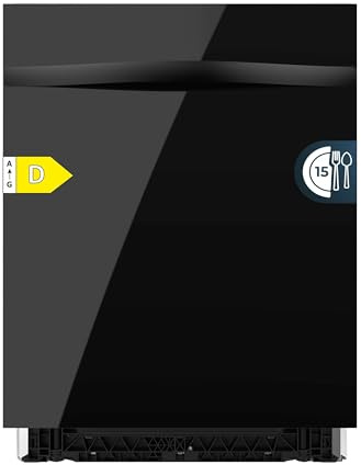 Cecotec Lavastoviglie Integrata 60cm Bolero Aguazero 6320 Full-BI Black Glass D. 1900W, 15 Coperti, 8 Programmi, Display FullColor, Smart Wash, Turbo Dry+, AutoClean, Dual Zone Wash