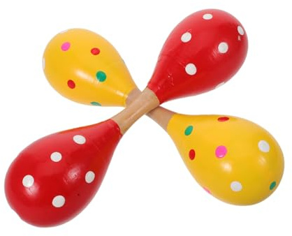 ERINGOGO 2 Maracas in Legno Doppia Testa per Ragazzo Strumenti Musicali Educativi per Prima Percussioni Mano Ergonomiche per Coordinazione e Allenamento Ritmico