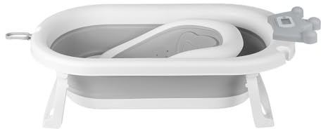 Piscina infantil de PP + PTE antideslizante bañera plegable para bebés que ahorra espacio para recién nacidos (corona) 43 x 18 x 86 cm - gris