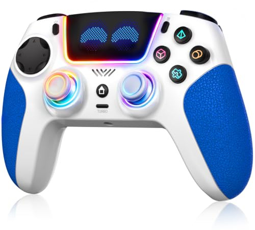 SFGSUP Controller Wireless per PS5/PC/Steam Deck, con Joystick&Grilletti Effetto Hall/8 Colori illuminazione RGB/Giroscopio 6 Assi/Turbo/Doppia Vibrazione/Impugnatura Antiscivolo/Batteria 1500 mAh